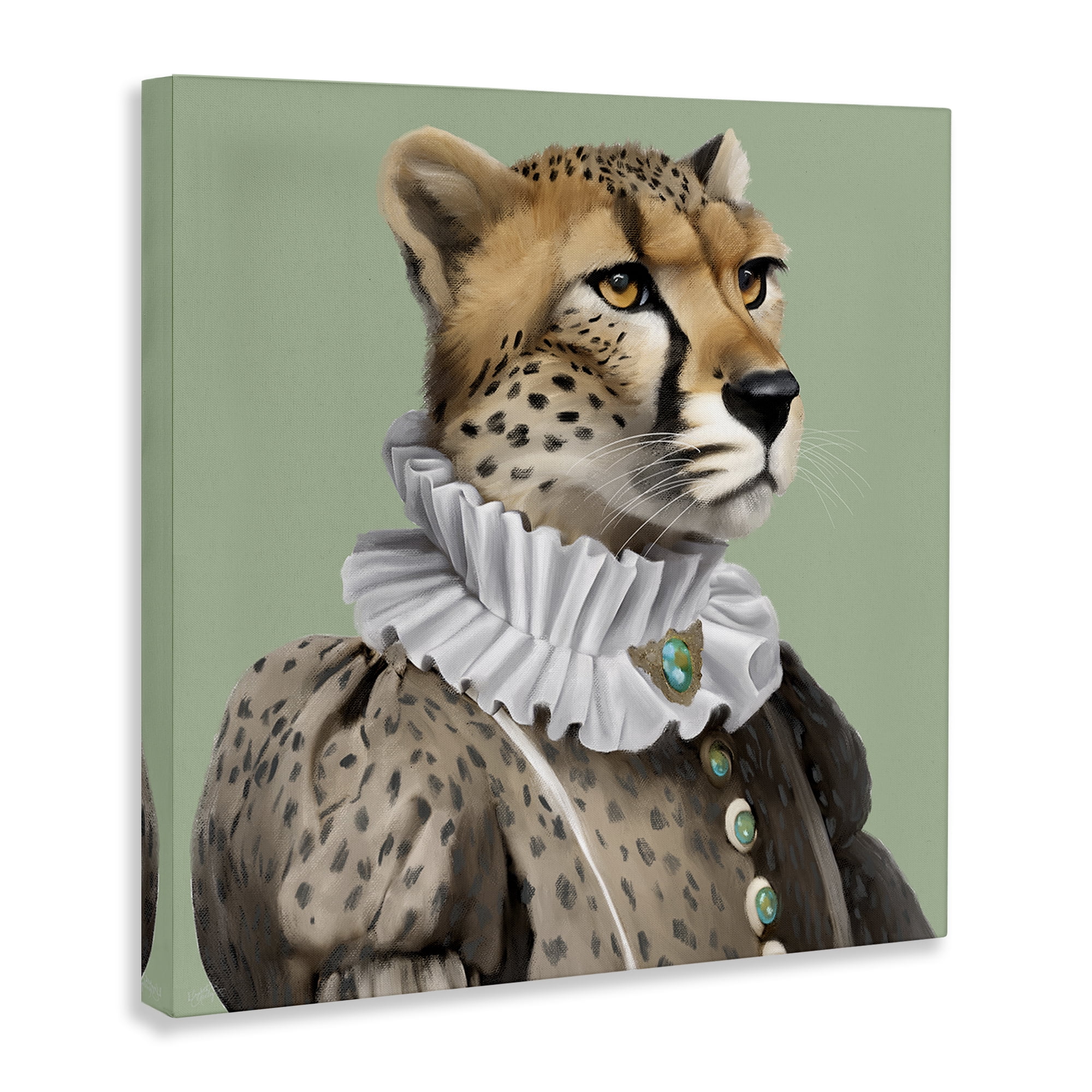 Stupell Industries Madame Cheetah Portrait Novelty & Humor Painting Wrapped Canvas Art Print Wall Art, 30 x 30