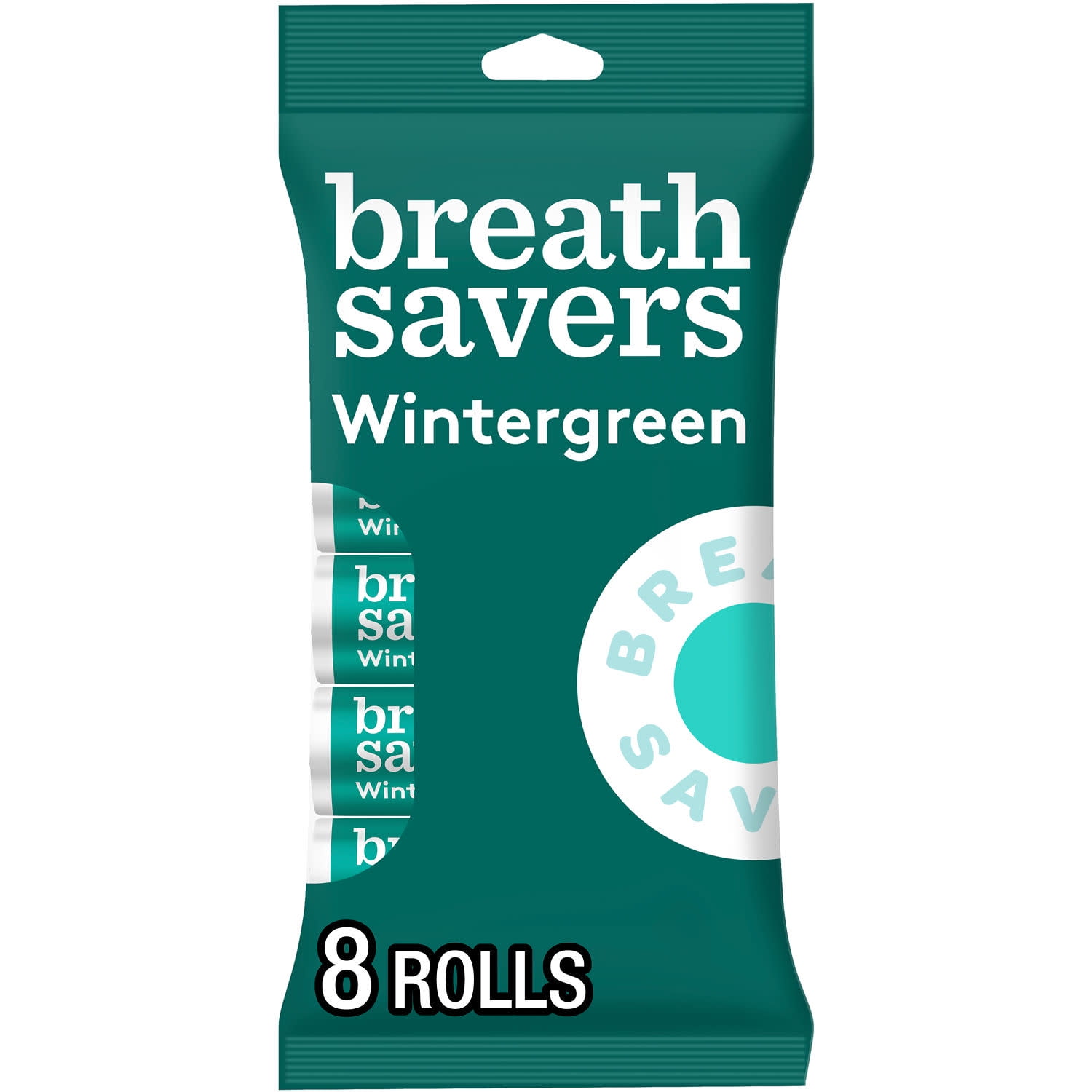 (3 pack) Breath Savers Wintergreen Flavored Sugar Free Breath Mints, Rolls 0.75 oz, 8 Count