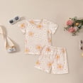 thumbnail image 2 of Toddler Girl 2T 3T 4T 5T Summer Outfits 2Pcs Clothes Floral Print Short Sleeve Tee Casual Knit Shorts Set Kaprioy, 2 of 6