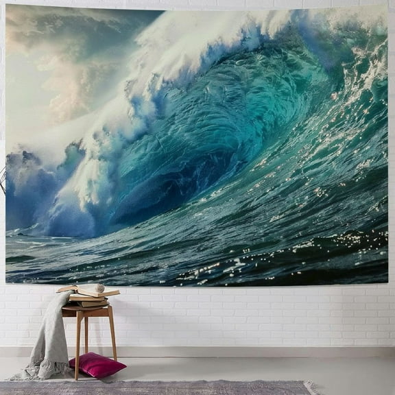 Creowell  Ocean Wave Decor Tapestry Wall Hanging Summer Nature Surfing Blue Sea Wave Water Wall Art Blanket Home Décor for Bedroom Living Room Dorm 40x30inch