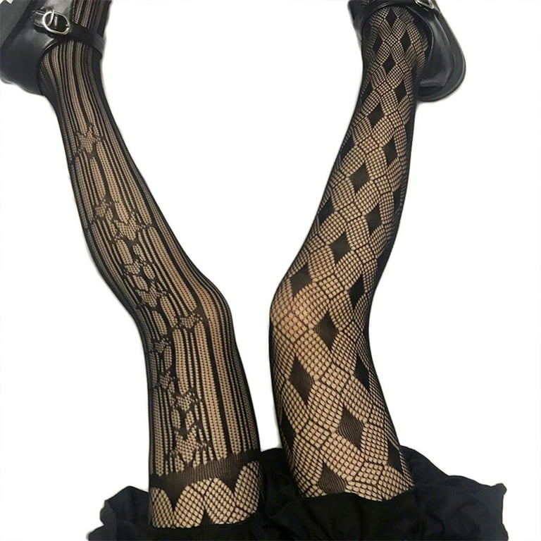 Sorrowso Women Gothic Fishnet Pantyhose Asymmetrical Star Diamond Mesh Tights  Stockings 