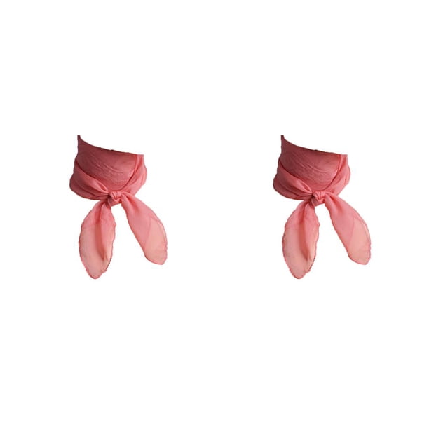 Qarigey Bufanda de gasa Estilo coreano Pañuelo pequeño Diseño delgado simple Pañuelo de mujer para el trabajo Casa Viajes Compras Sandía Melon rojo 2piezas