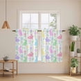 thumbnail image 2 of Happy Easter Kitchen Curtain for Berdoom Living Room Cafe 54 Inch Length, Spring Colorful Bunny Floral Watercolor Tiers Curtains Light Filtering Drapes Rod Pocket Window Treatment 2 Panels 52"Wx54"L, 2 of 8