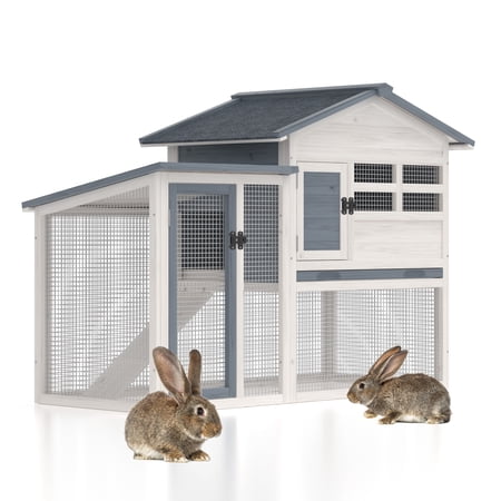 Condition photo showing Good Condition for gojooasis rabbit hutch indoor  chicken coop outdoor with waterproof roof & running cage large bunny cage with ramp & removable tray 2 story