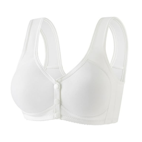 White Women's Bra, High Support Bras For Women Adjustable Strap Full Coverage Up Bras Comfortable No Underwire Wireless Bras,Women's Bra 40