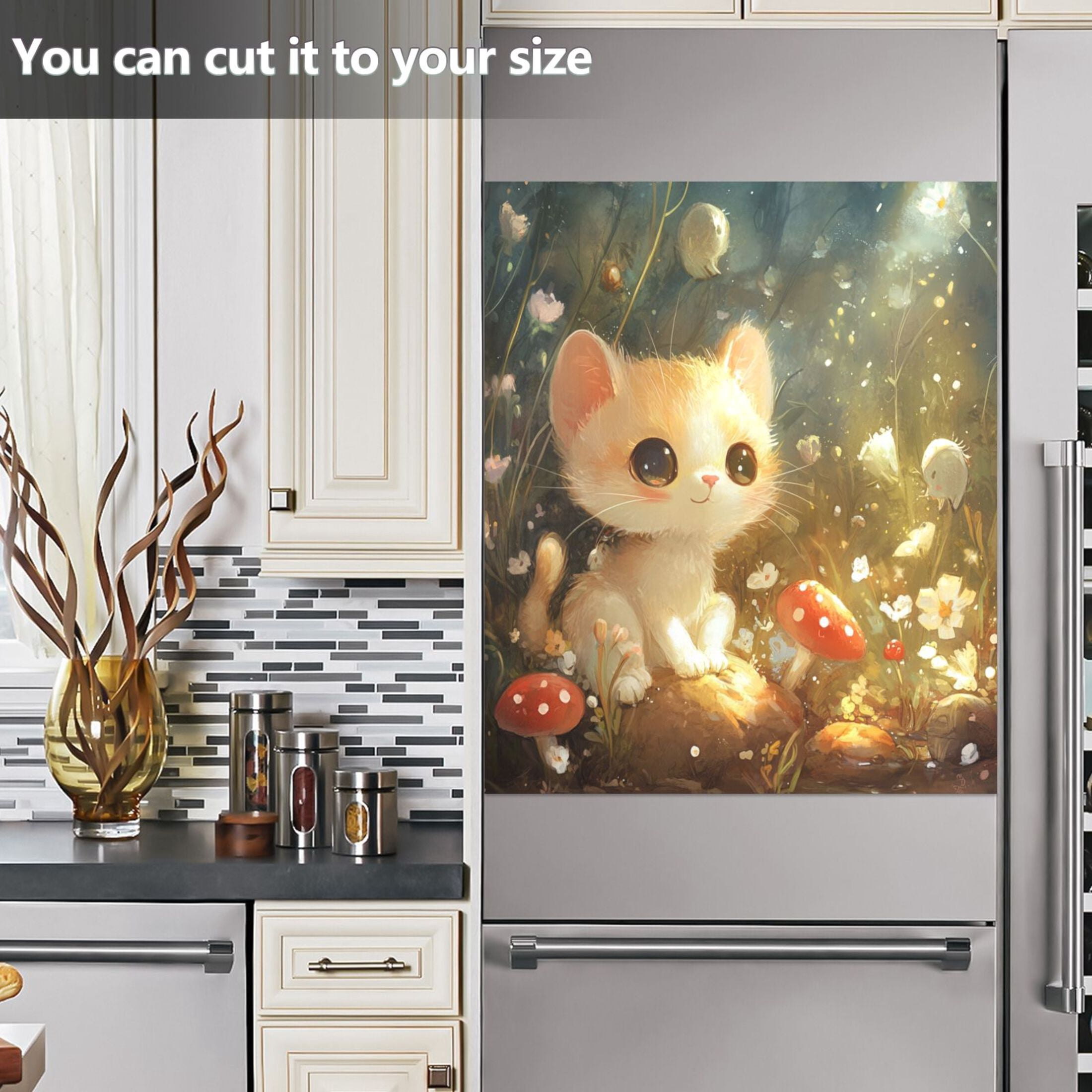 Dishwasher Magnetic Sticker 23x26 Inch Refrigerator Magnetic Sticker Washing Machine Magnetic Sticker Kitchen Panel Magnetic Sticker Home Decor Super Lovely Orange Cat