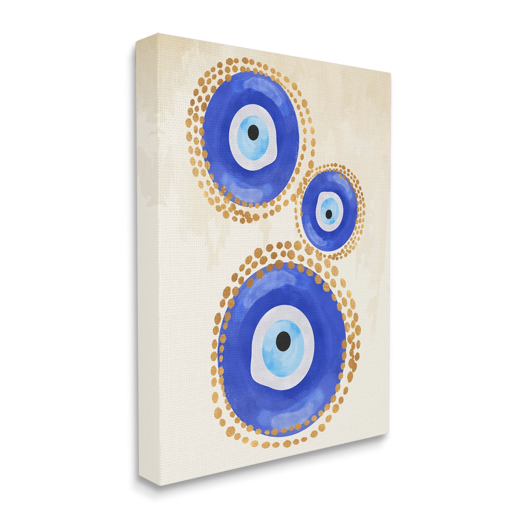 Stupell Industries Round Blue Evil Eye Pattern Lustrous Dotted Detail Painting Gallery Wrapped Canvas Print Wall Art, Design by Two Smart Blondes
