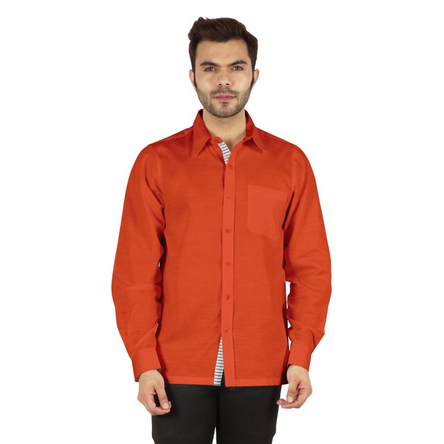 Bestman Formal Classic Button Down Cotton Shirts Inner Contrast Regular Fit Office Shirt For Mens