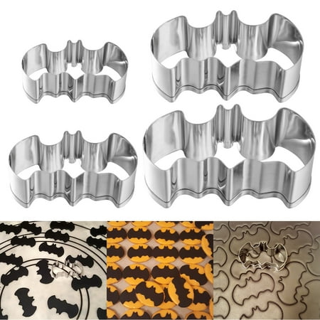 

OUNONA 4pcs 304 Stainless Steel Bat Shaped Cookie Cutter Set Fruit Cake Moulds Biscuit Baking Tools for Halloween (5cm 7cm 9cm