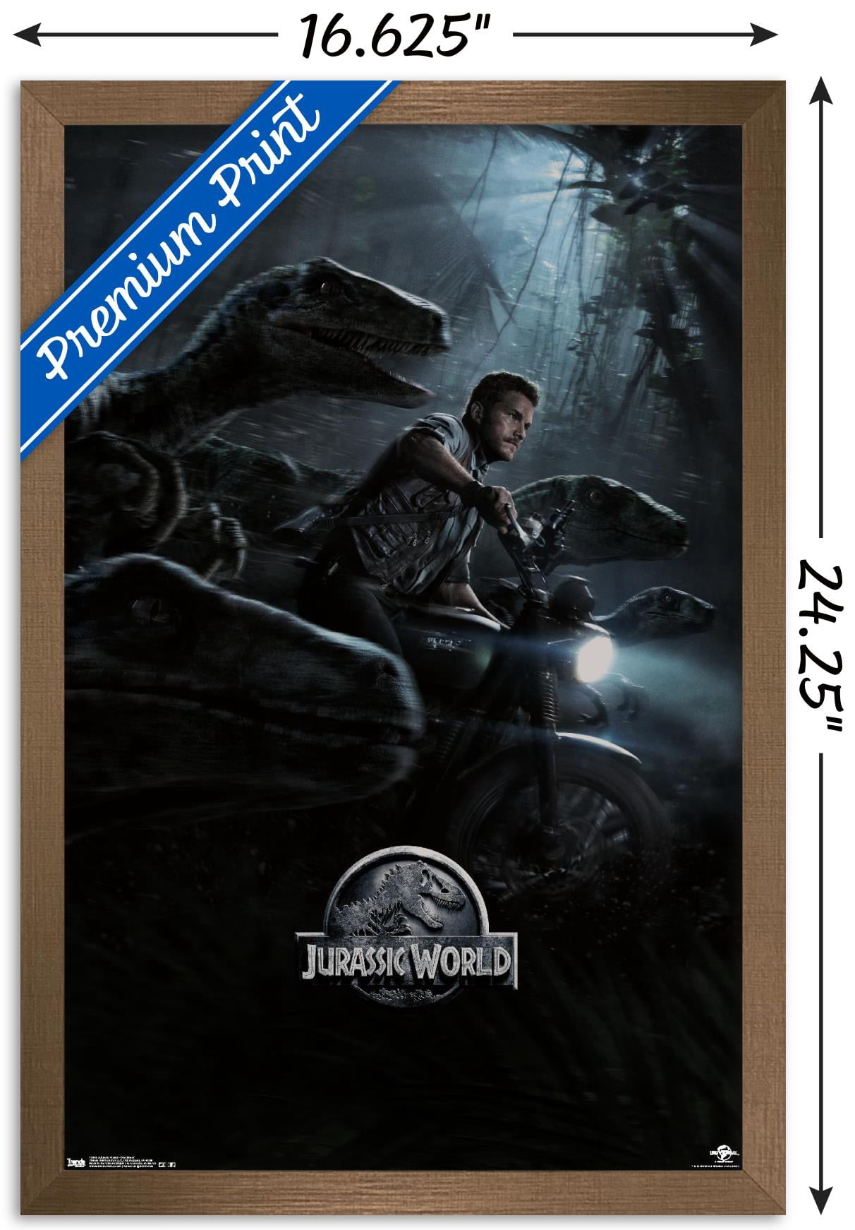 Jurassic World - One Sheet Wall Poster, 14.725" x 22.375", Framed