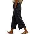thumbnail image 2 of Lumtrix Capris Pants For Women Spring Summer Dressy Casual Loose Drawstring Elastic High Waist Lounge Cropped Trousers Black 2XL, 2 of 6