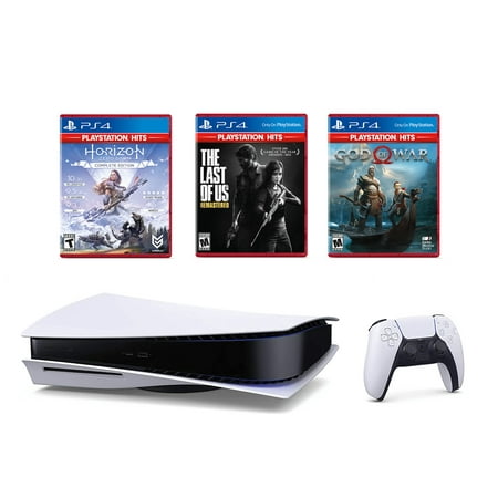 Sony PlayStation 5 Must-Play Games Bundle: Disc Version Console with Wireless Controller with The Last of Us Remastered, God of War & Horizon Zero Dawn
