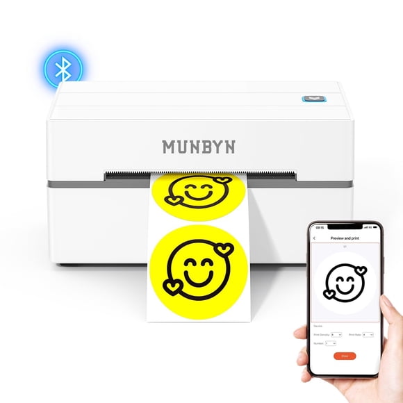MUNBYN Bluetooth Thermal Label Printer, 130B Wireless 4x6 Shipping Label Printer for Shipping Packages Small Business Office or Home, Compatible with