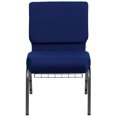 thumbnail image 5 of BizChair 4 Pack 21''W Church Chair in Navy Blue Fabric with Cup Book Rack - Silver Vein Frame, 5 of 10