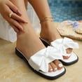 thumbnail image 4 of PiGOGI Women's Oversized Bow Slide Sandals Flat Non-Slip Comfortable Patent Leather Summer Slippers White 5.5, 4 of 9