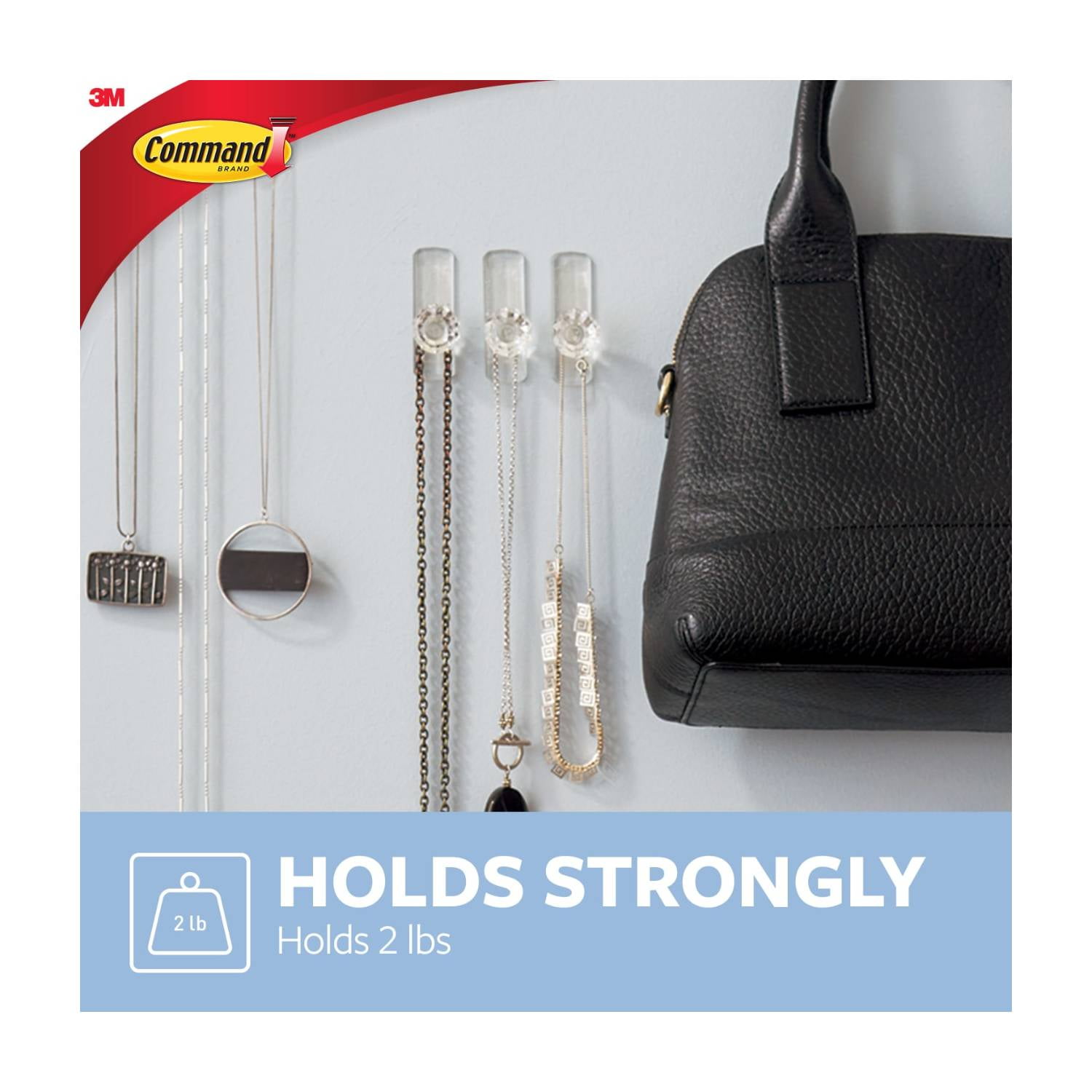 (2 pack) Command Clear Medium Crystal Hooks, 2 Hooks, 3 Strips/Pack