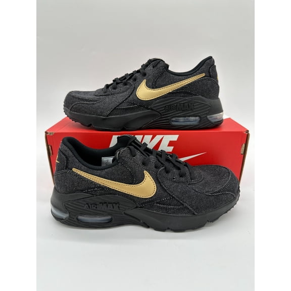 Nike Air Max Excee Women's Size 8 Black Denim Gold Athletic Shoes IR0798 010