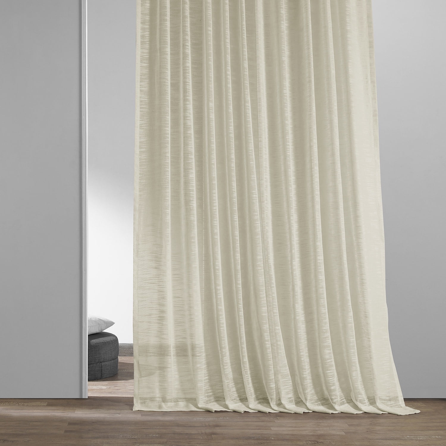Open Weave Cream Linen Sheer Curtain (1 Panel), Open Weave Cream, 50W X 108L