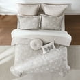 thumbnail image 3 of Lush Decor Zara Floral Block Cotton Comforter 8 Piece Set King Neutral - Tan Comforter - Block Print - Floral Bedding Set with Bed Skirt - Boho Decor, 3 of 9