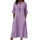 thumbnail image 3 of TaTaai Ladies V-Neck Ruffle Half Sleeve Solid Color Long Dress Button Down Design with Pockets Fashion Casual Comfortable Dress for Women Gift, 3 of 6