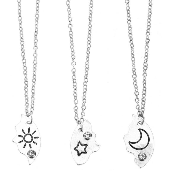 LOLIPPYY 3-Piece Matching Couples Necklace Set with Star and Moon Pendant Jewelry for Him and Her