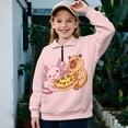thumbnail image 2 of Uourmeti Pizza Capybara Axolotl Print Kids Half Zipper Sweatshirts Fall Winter Pullover Long Sleeve Lightweight Comfy Casual Loose Top for School Boys Girls Size 9-10, 2 of 7