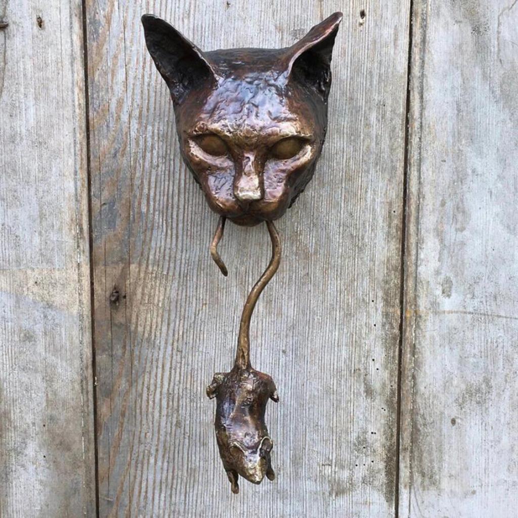 Cute Mouse Door Knocker, Resin Cat Hangings Statue Handmade Doorknobs Sculpture Figurine Ornament garden of home Decor - image 5 of 8