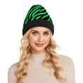 thumbnail image 4 of joogoo Zebra Stripes Green Beanie Hats Cuffed Winter Warm Knit Thick Beanies, 4 of 7