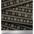 thumbnail image 3 of Soimoi Brown Cotton Voile Fabric Artistic Floral Decor Fabric Printed Yard 56 Inch Wide, 3 of 3