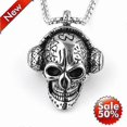 thumbnail image 2 of HIP HOP Rock Large Skull Head Pendant Chain Necklace For Men Halloween Skeleton Gift, 2 of 5