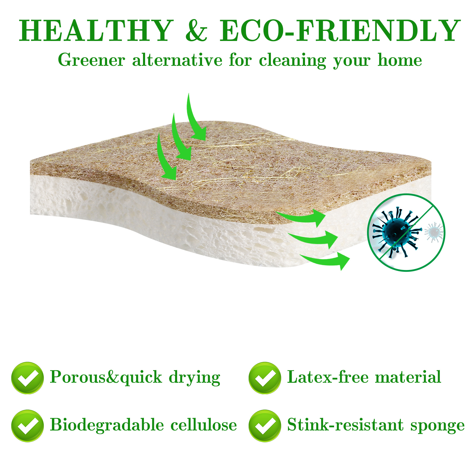 Sixwipe Natural Kitchen Sponges, Biodegradable, 12 Count photo 4