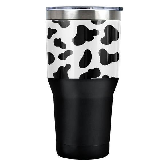 Cow Print Stainless Steel Tumbler 30 oz Coffee Travel Cup, Vacuum Insulated & Double Wall with Leakproof Sliding Lid | Great for Hot Drinks and Cold Beverages