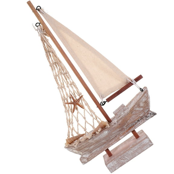 HEMOTON Mediterranean Style Wooden Sailboat Decor with Exquisite Details for Home and Party Decorations 6.5 Inches