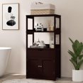 thumbnail image 2 of GLACER Large Bathroom Floor Cabinet, Freestanding Multipurpose Storage Cabinet with Drawer, 2 Open Shelves and Cupboard, Excellent for Bathroom, Kitchen or Living Room, 24 x 13 x 48 inches (Espresso), 2 of 9