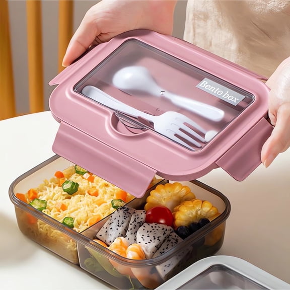 Bpa-Frees Lunch Boxes,Food Storage Containers With 3 Compartments,Fully Sealed Glass Food Lunch Box ,Microwaved And Dishwasher Safe