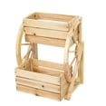 thumbnail image 3 of Sunnydaze Rustic Wagon Wheel 33.75" x 21.75" x 49.25" 2-Tier Natural Wooden Plant Stand, 3 of 7