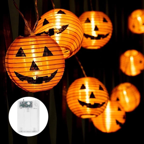 Calabaza De Halloween Luces De Cadena Luces De Cadena De Vacaciones Led Alimentadas Por Batería Luces De Calabaza Naranja 3D Para Decoraciones De Halloween sonducket HA046504-02