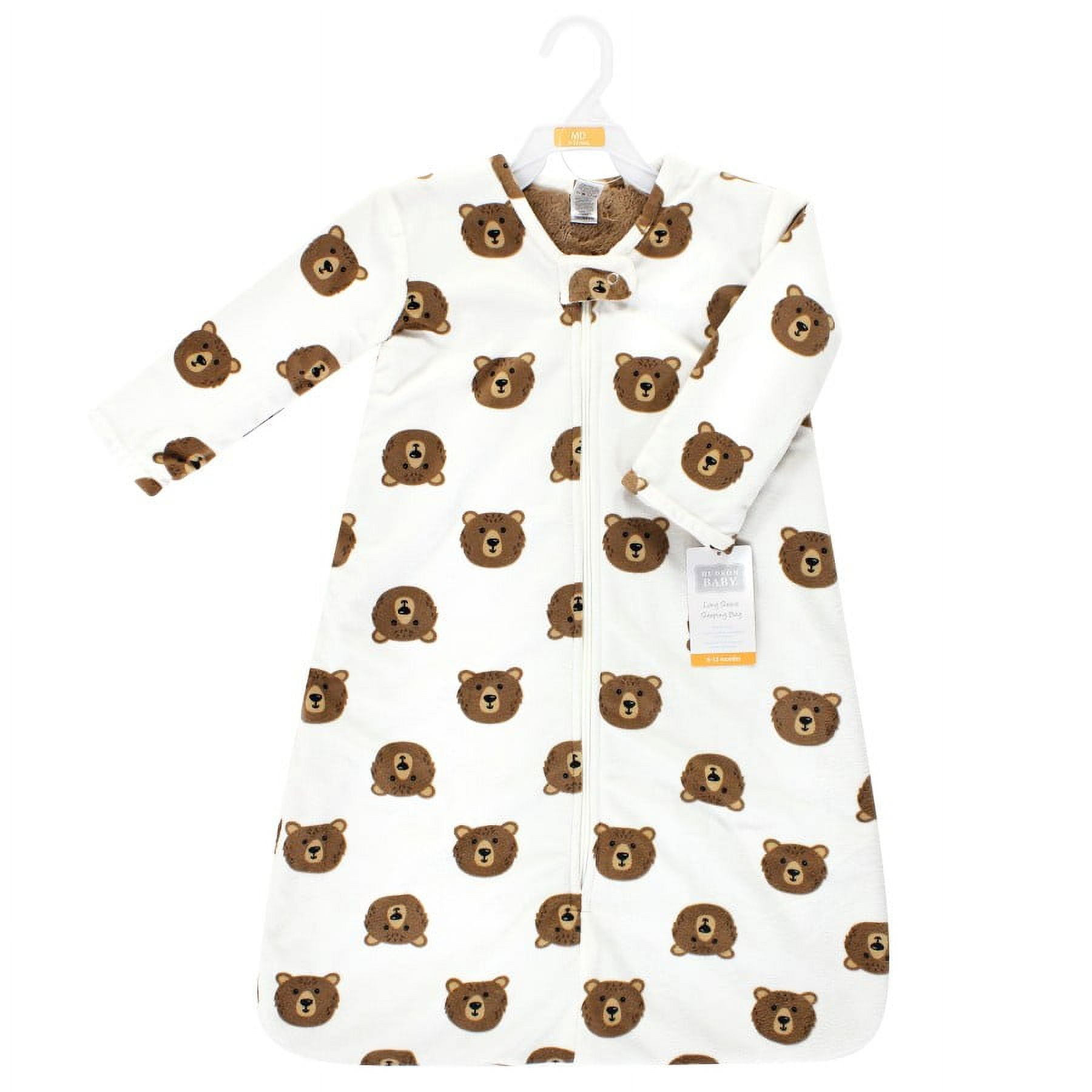 Hudson Baby Infant Boy Long Sleeve Plush Faux Fur Sleeping Bag, Wearable Blanket, Brown Bear, 12-18 Months