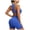 Blue-t5gh, variant on Womens Seamless Workout Set 2 Piece Outfit Ladies Crisscross Back Racerback Sports Bra and Biker Shorts L Wine