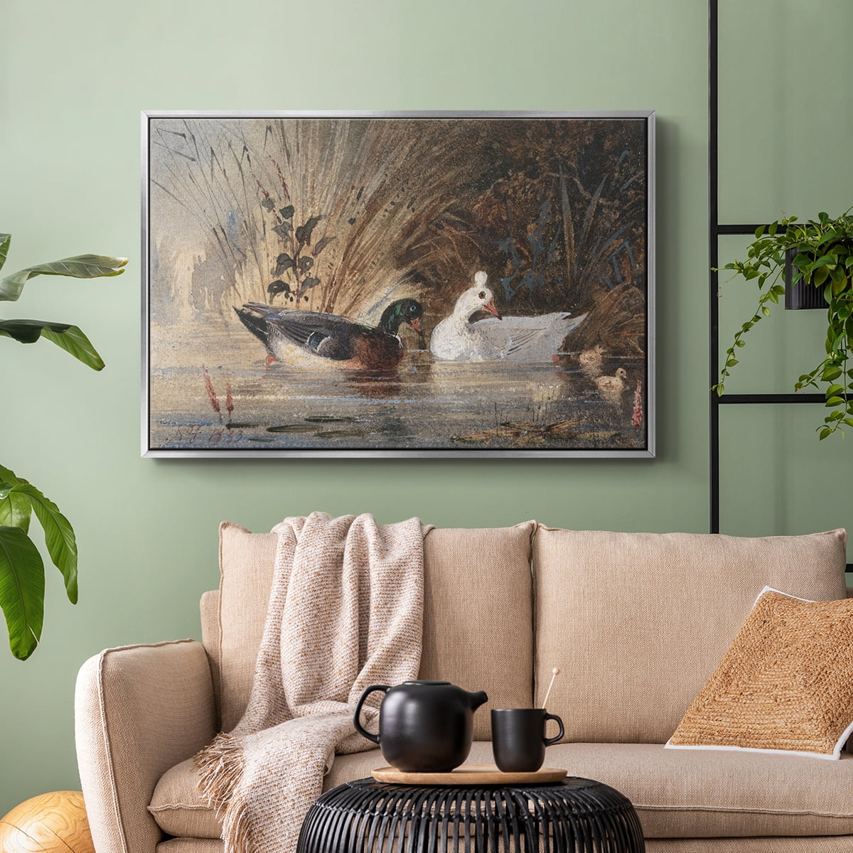 Vintage Animal Print-XVIII By Wexford Home Framed in Silver Wood Gallery Wrapped Canvas 27 in. x 41 in.