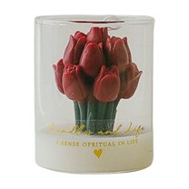 Tulips Candle Set, Mini Tulips Bud Cup Candles in Gift Box, Romantic Mother's Day Favor for Mom and Table Setting Red