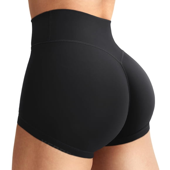 Shorts YEOREO Elysina de cintura alta, sin costura frontal, 6 cm, negro
