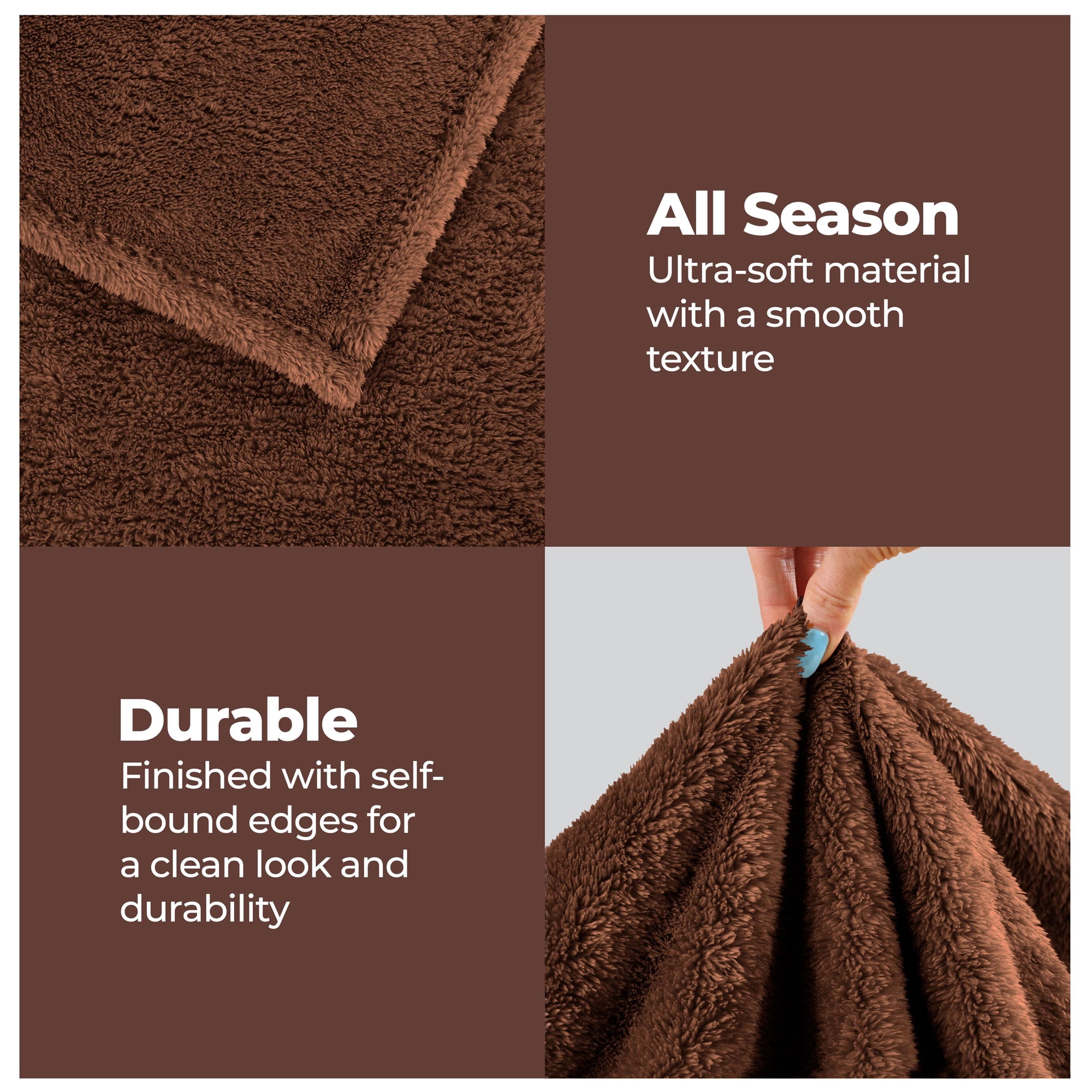 Premium 100% Micro-Polyester Fleece Blanket, Ultra-Plush , Soft, Breathable, All-Season, Perfect for Bed or Couch, Blanket Set , Throw, Chocolate by Blue Nile Mills