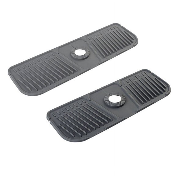 2PCS Kitchen Silicone Faucet Mat Faucet Water Catcher Mat,grey