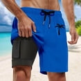 thumbnail image 2 of Mens Swim Trunk Solid Color Coconut Trees 2 In 1 Quick Dry With Pockets Swimwear Bathing Suits Beach Outdoor Blue XL, 2 of 4