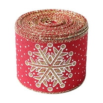 Christmas Ribbon,10 Yards Christmas Snowflake Wired Ribbon,2.5 Inches Satin Snowflake Wired Edge Christmas Ribbon for Tree Gift Wrapping Home Decorations Bow DIY Craft(Red)