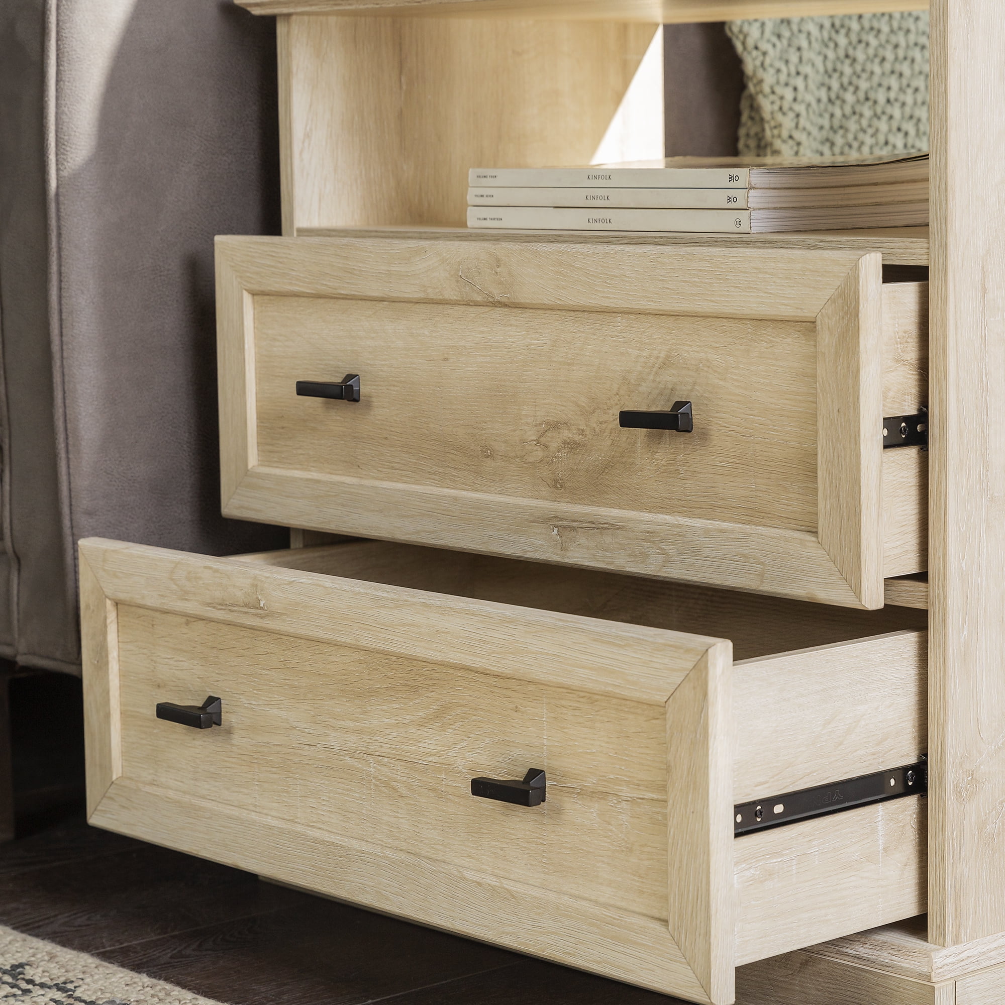 Walker Edison Traditional 2-Drawer Nightstand, Set of 2, White Oak