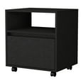 thumbnail image 3 of Sleek And Practical Black Nightstand With 1 Drawer Rolling Feature Spacious Easy Mobility, 3 of 3