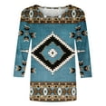 thumbnail image 4 of ALLLIST Spring Tops Blue Boho Geometric 3/4 Sleeve Crew Neck T-Shirts Tshirt Dress Women XL, 4 of 4