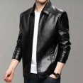 thumbnail image 1 of Chaqueta de cuero para hombre, abrigo informal de otoño e invierno para hombre, ropa de cuero engrosada con forro polar para hombres de mediana edad y mayores, 1 of 6